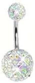 playful piercings Swarovski Crystal Ferido Aurora Borealis Sparkling ab gems Belly Button Navel Ring - 14G