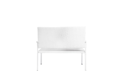 Image of Amazon Brand - Solimo Rattan and Wicker 2 Seater Garden Bench | Durable Outdoor Park Bench for Balcony Patio Terrace, Living Room | Ideal Indoor and Outdoor Seating Furniture (White)