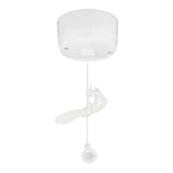 HUBIBUBI White Ceiling Pull Cord Switch, 6Amp 1 Way Bathroom &amp; Toilet Light Switches,2 Ways Lights Switched, Long String Pullcord Round Ceiling Mounted (White, Pull Cord Switch)