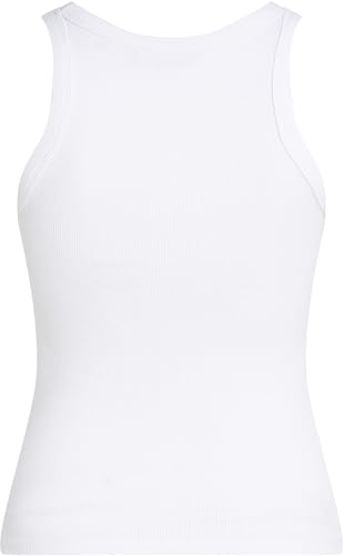 Calvin Klein Damen Tank Top Monologo Rib Skinny Fit, Weiß (Brilliant White), XXS – Ansicht 6