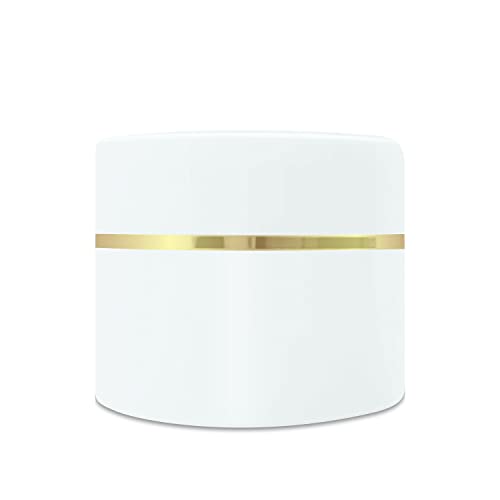 Image of Zenvista Empty White Color Cosmetic Jars with White Cap and Golden Streak: 50gm [ZMJ15][Pack of 5 ]
