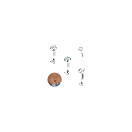 LOLIAS 3Piezas Piercings Ombligo Titanio 14G Piercing Ombligo Acero Quirurgico Piercing Ombligo Plata Piercing Ombligo pequeño Floating Navel Piercing 10mm