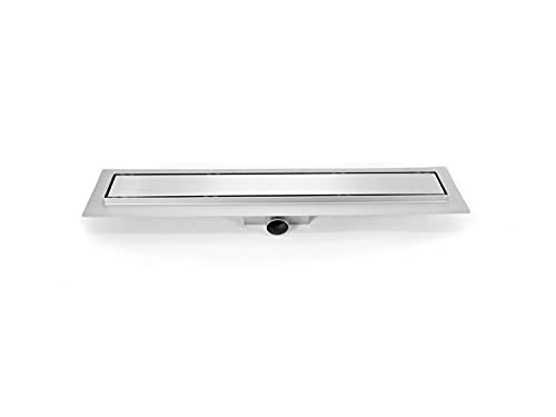 Hux Home Duschrinne 90 cm Edelstahl Bodenablauf Komplettset, Siphon Geruchsstop und Haarsieb 50 cm - 120 cm Ablaufrinne mit Randablauf Cover