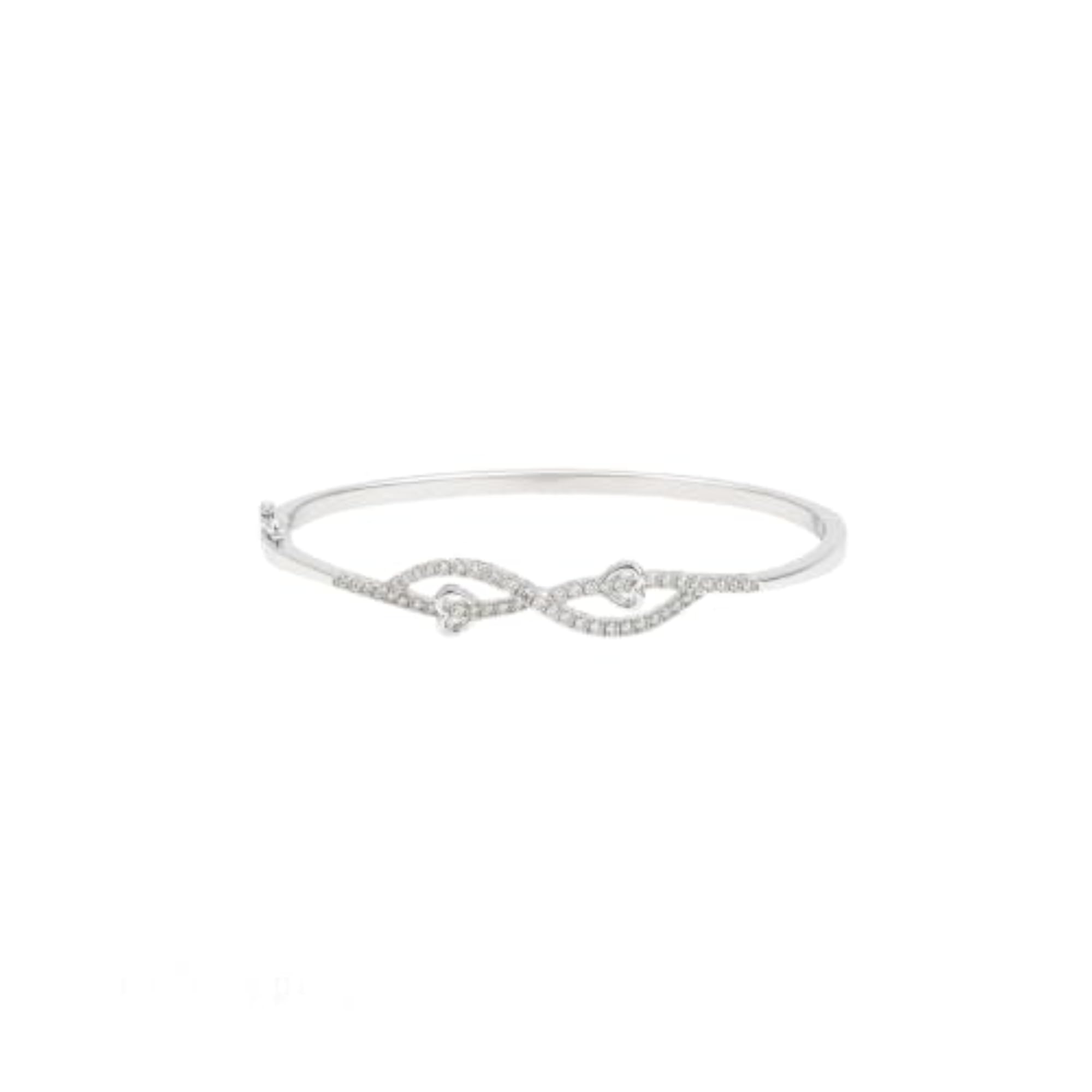 Women's 925 Sterling Silver Infinity Heart Open Bangle Bracelet