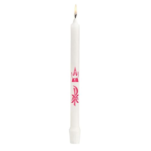 Needzo Chi Rho Baptismal Taper Candle, Sacramental for Baptism, 7/8