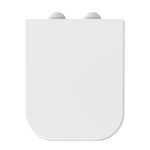 Square Toilet Seat Features Soft-Close, White Loo Seat with One-Button Quick Release for Hassle-Free Cleaning, Top Fixing Adjustable Hinges
