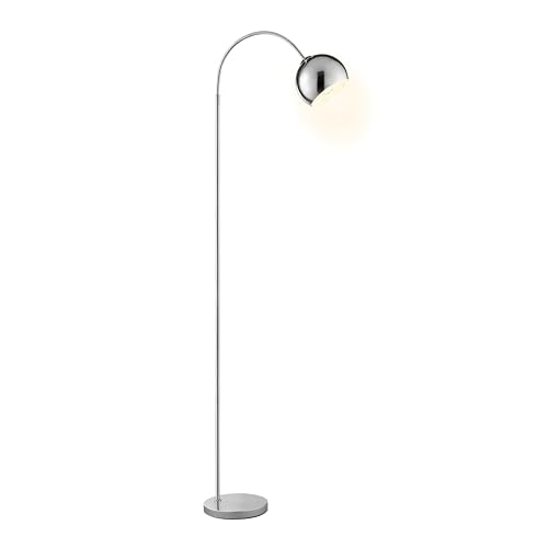 Brilliant Bogen-Stehleuchte Helen E27 Fassung 170 cm Höhe 23 cm Breite 51 cm Tiefe gebogener Arm Metall chromfarben ideal für Wohnzimmer Leseecke modernes elegantes Design