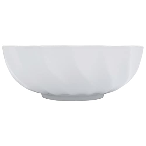 Lavabo de cerámica blanco Mangloder 46x17 cm redondo para el baño de casa 4