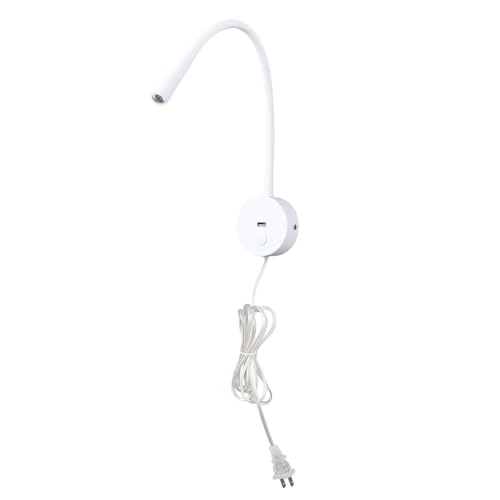 Image of Wall Mounted Reading Lamp USB Charger Matt White LED 3W Warm White 3000K Plug for Reading (White USB Charger Dimmer 2pcs)