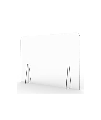 Mampara de Metacrilato con Soportes - Cristal Transparente sin Ventanilla - Pantalla Protectora de Mostrador para Oficinas o Negocios - Tamaño de 120x70 cm