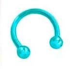 playful piercings Neon Aqua Greenish Blue with Ball Beads Anodized Titanium Horseshoe Ring Lip Tragus Belly Nipple - 14 Gauge, 3/8" (10mm) 14g