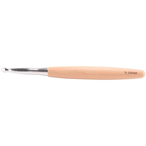 Juego de 50 agujas de crochet grandes con mango de madera de 7 a 12 mm para hilo grueso 5