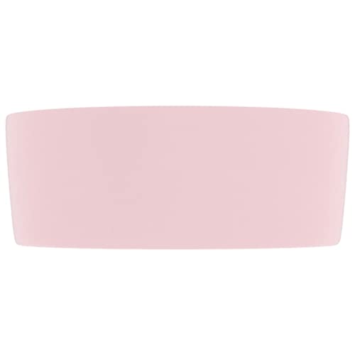 Lavabo rosa mate de cerámica marca Mangloder con desagüe estándar para aseo 4