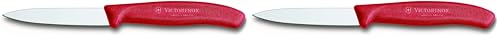 Victorinox 3.25 Inch Swiss Classic Paring Knife with Straight Edge, Spear Point, Red (Pack of 2)