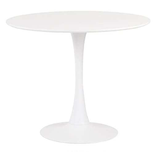 WORKOME HAPPY WORK * HAPPY HOME Mesa de diseño Circular ESCANDINAVA, Base metálica, Tapa lacada Blanca, 80 cms de diámetro X 72 cms de Altura