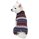 Blueberry Pet 3 Patterns Dark Tone Cool Winter Bloom Designer Pullover Dog Sweater in Cocoa Brown, Back Length 16