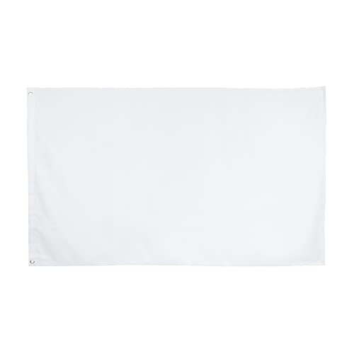 Bandiera Bianca 90x150 cm Bandiere Bianca Poliestere Festival 2 Occhielli in Metallo all'Aperto Celebrazione per Feste Decorazione per Sport da Giardino Scuola Compleanno Artigianato - 3 X 5 Piedi