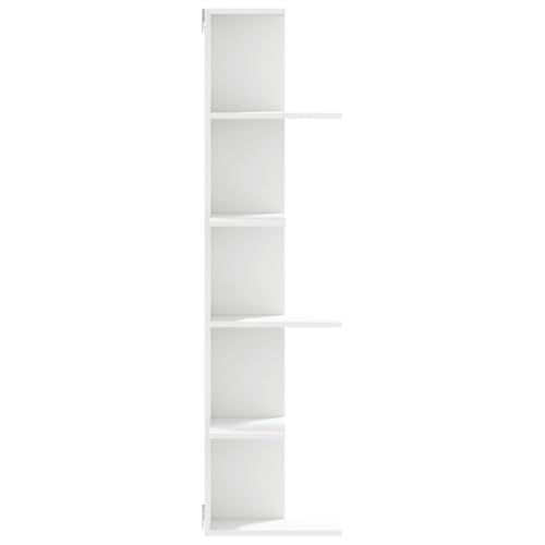 Estantería de esquina blanca de 36,5x36,5x140 cm en madera de ingeniería para pared 7