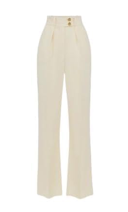 Elisabetta Franchi Pantalón de crepe Fluido con Botones Dorados, Limonada, 40