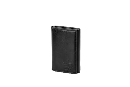 Portefeuille en cuir avec porte-cartes automatique et blocage RFID noir