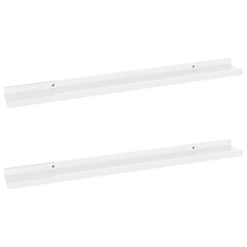vidaXL High Gloss White Wall Shelves Set of 2, Modern MDF Floating Shelves, Durable Storage and Display Units