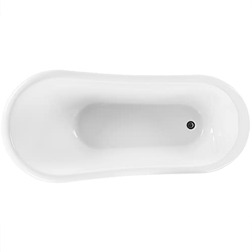 Retro Badewanne blau/weiß oval freistehend 153 x 77 cm Löwenfüße in Gold Cayman