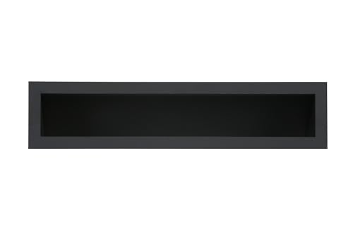 DEMLOU Grille d’Aération Linéaire 40 x 9 cm Noire RAL 9005 – Acier Thermolaqué, Grille Cheminée Rectangulaire pour Insert, Poêle et Mur Intérieur.