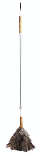 KitchenCraft Living Nostalgia Genuine Ostrich Feather Duster with Telescopic Handle, 12 x 18 x 18 cm extendable to 152cm, Grey