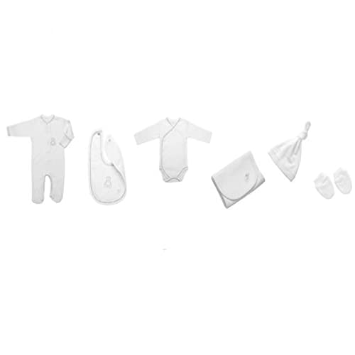 The Dida World Newborn - Conjunto recién Nacido de algodón orgánico, 6 Piezas, Talla 0 Meses, Oso Estampado Azul