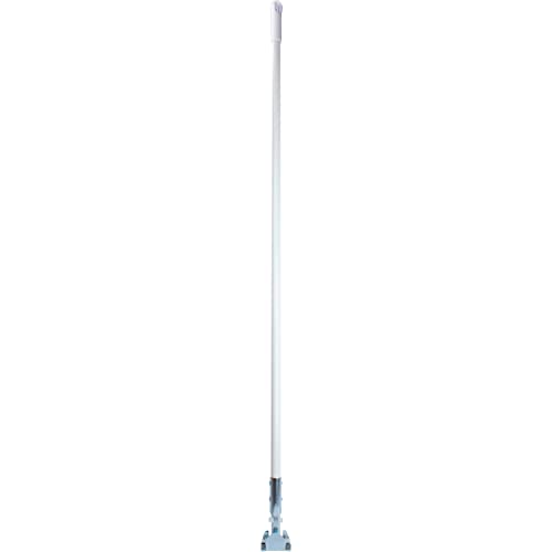 Image of SPARTA 60 inch Fiberglass Dust Mop Replacement Handle with Clip-On Jaw Clamp Connector, Sliding Locking Collar, Commercial Floor Cleaning, White (Pack of 12)