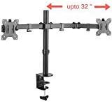 32 inch Articulating Dual Monitor VESA Stand Mount with Double Jointed Arms for 2 / Two Computer LCD LED Flat Curved Screens Weighing Upto 23 Lbs Each (EX-20)