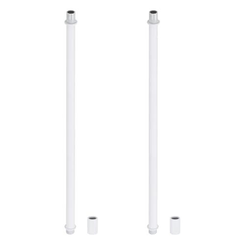 Image of PATIKIL Straight Pipe Lamp Stems Rod Kit, 2 Set M10 Carbon Steel 300mm(11.81 inch) Long Double End Thread Rod with Coupling Nuts Sleeve Connector for Table Lamps Chandeliers,White