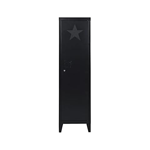 Homy Casa Office File Storage Metal Cabinet 3 Door Cupboard Locker Organizer Console with Stars Vent Stand 3-in-1 Black Cover