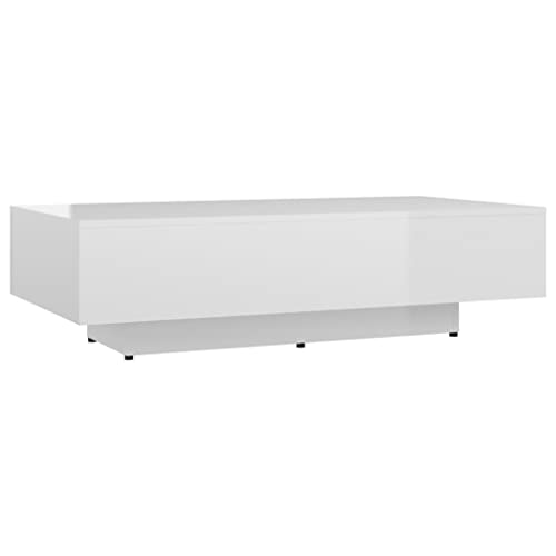 vidaXL Table Basse Table d'Appoint Table de Canapé Bout de Canapé Meuble de Salle de Séjour Salon Intérieur Blanc Brillant 115x60x31 cm Aggloméré