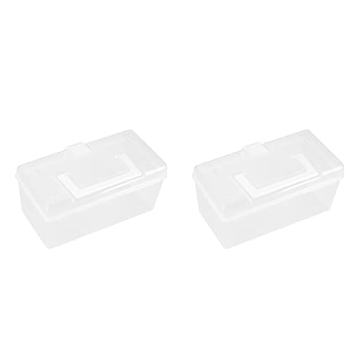 Image of Cabilock 2pcs Portable First Aid Box Large Capacity Medicine Storage Organizer with Handle Transparent Design Durable Plastic for Home Travel Camping Emergencies White