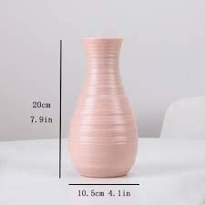 Ceramic Look Plastic Vase - Unbreakable Vase for Flowers (Dusty Rose)