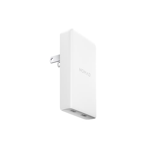 Nomad Slim Power Adapter Flat Wall Charger with Dual USB C Cable Ports Slim Block with Fast Charge Ports Charger Block Flat USB C Plug (White 65W)