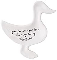 CGB Giftware Duck Shaped Ring Dish | Gift Boxed | Jewellery Holder Organiser Plate | White | 'Give The Ones You Love the Wings to Fly' | Gift For Her | Send With Love GB05746