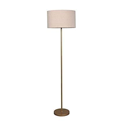 Super Instruments Floor Lamp Standing Modern Golden Finish 5ft Height Off White Lamp Shade 12 inches Drum Shade for Living Room Corner, Home, Hotel, Office (Round Shade)-image-6