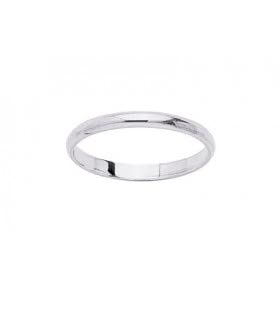 Alliance Mariage 2 mm Or Blanc 9 carats bague femme homme Amira taille 55