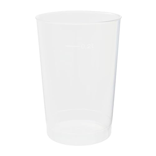 Vasos de plástico LogiPack GeRo: vasos con marca de calibración de 200 l | Vasos desechables de plástico duro (PP), transparentes | Vasos para cerveza y fiestas: vasos de plástico, 40 unidades.