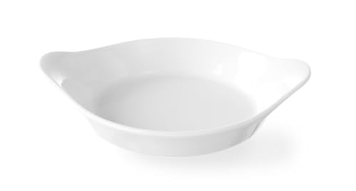 Plat à Four Rond HENDI - Porcelaine Extra Résistante, Blanc Cassé, 185x152x40mm - Four, Micro-ondes, Lave-vaisselle