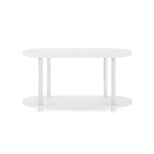 Image of Furinno Turn-N-Tube No Tools Modern Oval Side Table, White /Virgin White