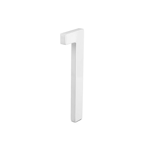 Montague Metal Products MHN-6-F-WE1-1 Solid Brushed Aluminum Modern Floating Address House Numbers, 6", Powder Coated White