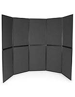 10-Panel Trade Show Display with Black Aluminum Frame, Easy Setup, Carrying Bags Included, Double-Sided - Black and Gray Hook & Loop-Receptive Fabric
