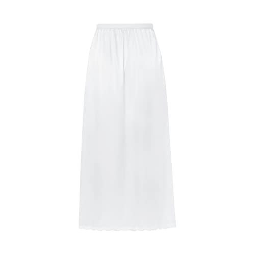 MBMSHEGH Women Retro Satin Long Solid Lace Hem Slip Half Slip Skirt Under Dress Underskirts Petticoat Extender Half Slips3