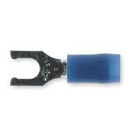 Fork Terminal, Blue Nylon, Overlapped Seam, 18 to 14 AWG, 100 PK - RB14-8FL