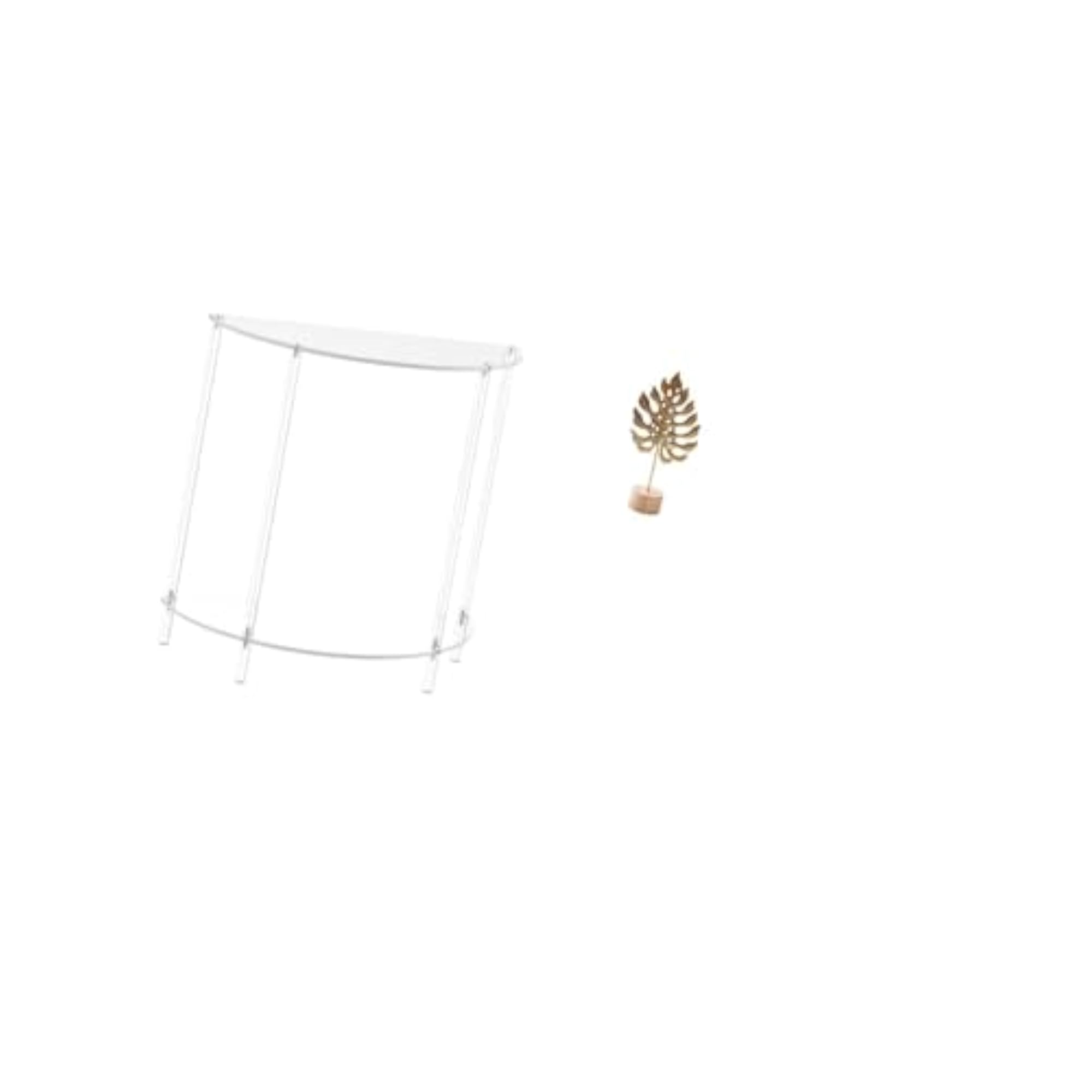 Acrylic Leaf Side Table with Metal Leaf Sculpture, Home Decor