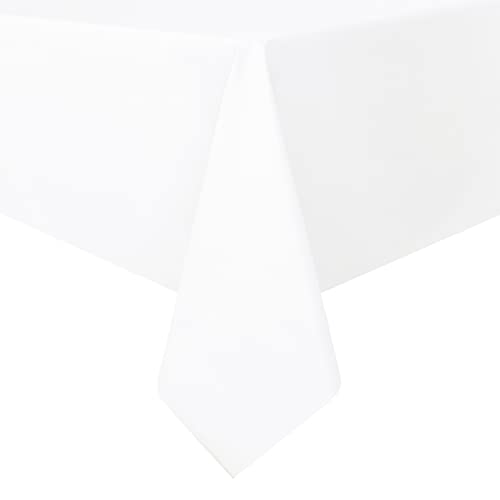 Romanstile 100% Waterproof Square PVC Tablecloth, Oil Spill Proof Vinyl Table Cloth, Heavy Duty Wipe Clean Plastic Table Covers for Kitchen/Dining/Parties - 60 x 60 Inch Square, White
