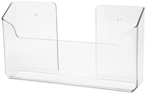 Soporte para folleto de literatura de archivo de montaje en pared, transparente (9 pulgadas de ancho - 4 pulgadas de alto)